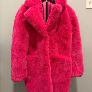 Apparis Bold Pink Faux Fur Coat